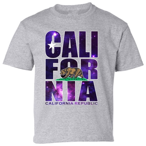 Kids T-Shirt California Galaxy Graphic Tee - XS S M L XL Tees - American State California Short Sleeve Youth Cali Tshirt Boys Girls