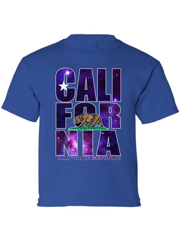 Kids T-Shirt California Galaxy Graphic Tee - XS S M L XL Tees - American State California Short Sleeve Youth Cali Tshirt Boys Girls