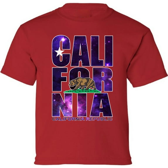 Kids T-Shirt California Galaxy Graphic Tee - XS S M L XL Tees - American State California Short Sleeve Youth Cali Tshirt Boys Girls