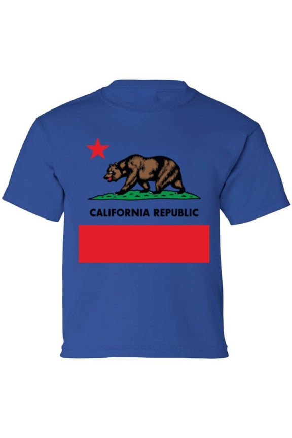 Kids T-Shirt California Republic Bear Graphic Tee - XS S M L XL Tees - American State California Short Sleeve Youth Cali Tshirt Boys Girls