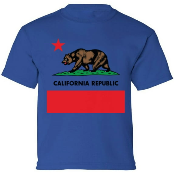 Kids T-Shirt California Republic Bear Graphic Tee - XS S M L XL Tees - American State California Short Sleeve Youth Cali Tshirt Boys Girls