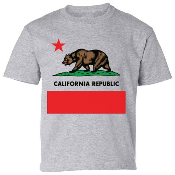 Kids T-Shirt California Republic Bear Graphic Tee - XS S M L XL Tees - American State California Short Sleeve Youth Cali Tshirt Boys Girls