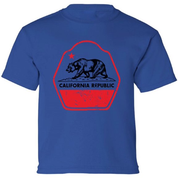 Kids T-Shirt California Republic Graphic Tee - XS S M L XL Tees - American State California Short Sleeve Youth Cali Tshirt Boys Girls