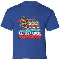 Kids T-Shirt California Tribal Bear Graphic Tee - XS S M L XL Tees - American State California Short Sleeve Youth Cali Tshirt Boys Girls