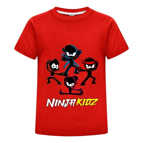 Kids T-Shirt – Cartoon Ninja Kidz Boys Girls Graphic Tee – Short Sleeve Cotton Shirt – Fun Birthday Gift Children Casual Clothing Summer Top Outfit