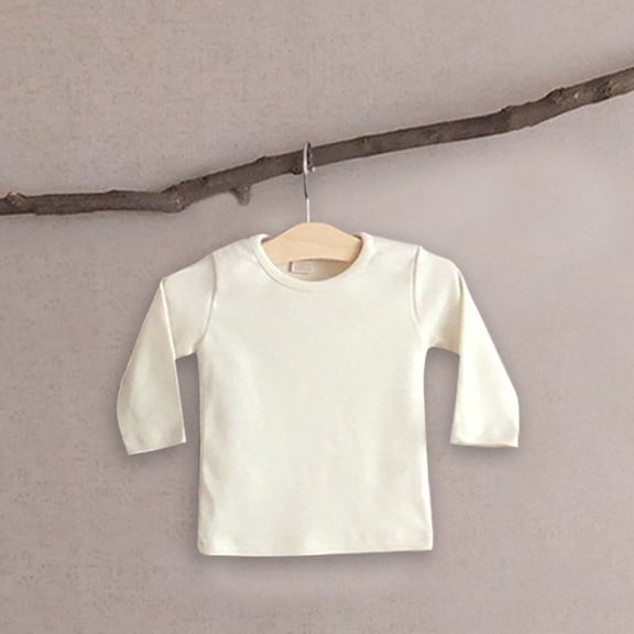 Kids T Shirt Long Sleeve Beige Shirt Kids Fall Tops Crewneck Basic Tees Cotton T Shirt Boys Size 18-24 Months Shirts