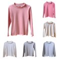 thumbnail image 1 of Kids T Shirt Pink Long Sleeve Top Crewneck Tee Casual Tops 7-8 Years, 1 of 4
