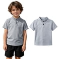 thumbnail image 1 of Kids T Shirt Short Sleeve Henley Shirt Kids Button Front Waffle T-Shirts Casual Summer Tops Boy Tops Size 8-9 Years, 1 of 7