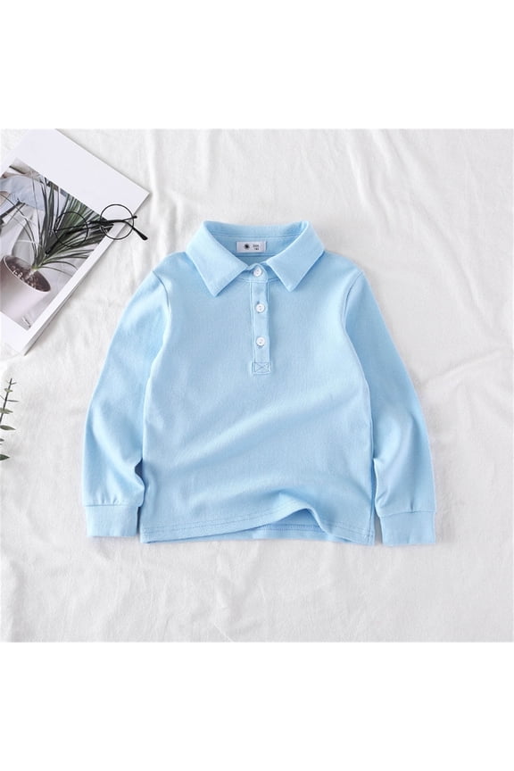 Kids Shirt For Boys Solid color Long Sleeve Tees For Kids Fall Tops Crewneck Basic Tees Comfort Colors Uniform Shirts For Girls Blue 3-4 Years Cute&nbsp;Boy Girl&nbsp;Clothing