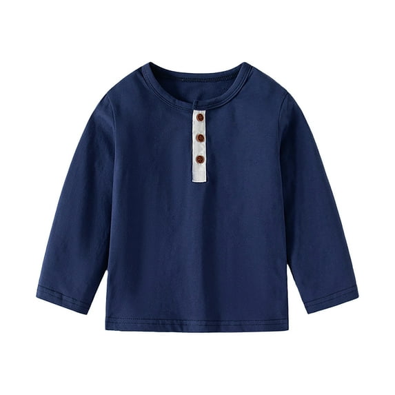 Kids T Shirt Solid color Navy Long Sleeve Crewneck Top Tees Shirts Comfort Colors Kids Shirts Girls 3-4 Years Cute Boy Girl Clothing