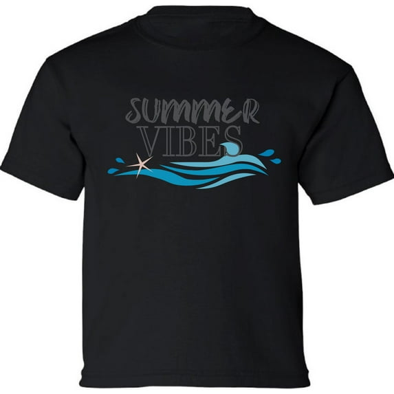 Kids T-Shirt Summer Vibes Sea Graphic Tee - XS S M L XL Tees - Vacation Short Sleeve Youth Tshirt Boys Girls
