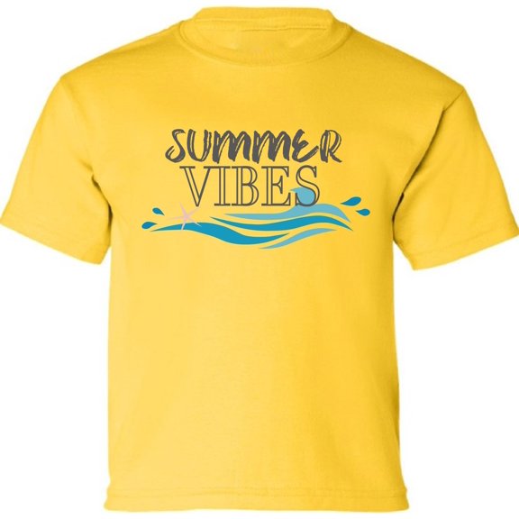 Kids T-Shirt Summer Vibes Sea Graphic Tee - XS S M L XL Tees - Vacation Short Sleeve Youth Tshirt Boys Girls