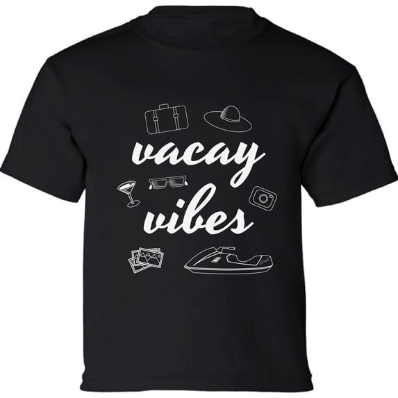 Kids T-Shirt Vacay Beach Vibes Graphic Tee - XS S M L XL Tees - Summer Short Sleeve Youth Tshirt Boys Girls