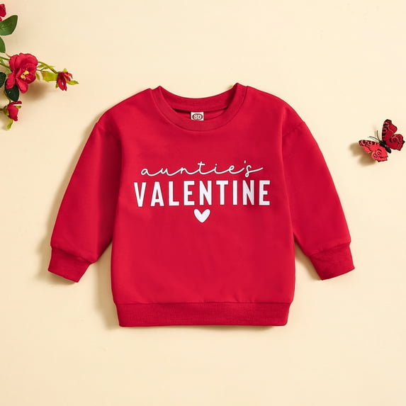 Kids T-Shirt Valentine'S Day Clothes For Toddler Baby Boys Girls Valentine'S Day Letter Print Long Sleeve Tops Kids Clothes Red 2-3 Years
