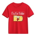 thumbnail image 1 of Kids T-Shirt for Girls Red Cotton | Educational Alphabet Graphic Tee F is for Folder | Soft Short Sleeve Crew Neck Top,Size 4 T, 1 of 9