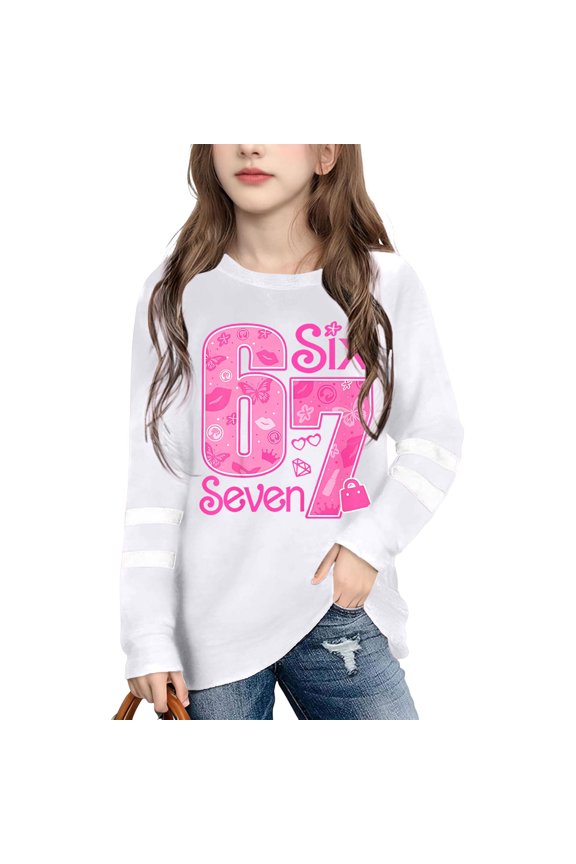 Kids T-Shirts 6 7 Six Seven Letter T-Shirts Comfortable Girls Graphic Print Short Sleeve Colorful Tees And Shirts For Kids Daily Wear Red 150(11-12 Years)