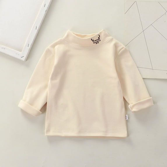 Kids T Shirts For Solid color Long Sleeve T Shirts Crewneck Cottom Boy Shirt Girl Tops Beige 7-8 Years Cute&nbsp;Boy Girl&nbsp;Clothing