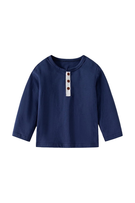 Kids T Shirts For Solid color Navy Long Sleeve Shirt Girls Crewneck Tee Comfort Colors Boys' Fashion 5-6 Years Cute Boy Girl Clothing
