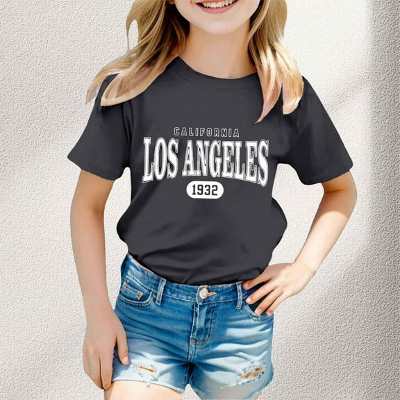 Kids T Shirts Letter Printed Short Sleeve Crewneck Casual Summer Tshirts Cute Tops for Teen Boys 10-11 Years