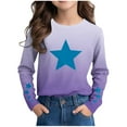 thumbnail image 1 of Kids T-Shirts Long Sleeve Gradient Color Fashion Tee Tshirts for Girls Boys Stars Print Casual Spring Fall Tops (7 Years, Purple), 1 of 7