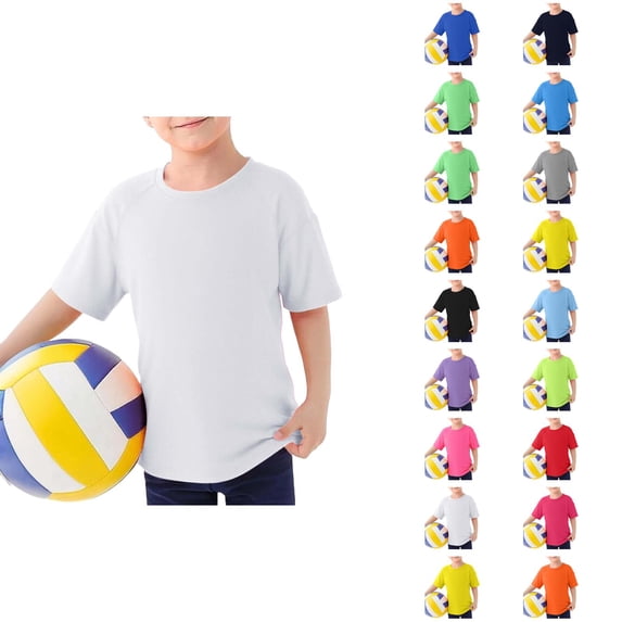 Kids T Shirts Quick Drying Lightweight Short Sleeve Sun Protection Crewneck Shirt Boys Girls Summer Basic Tees 3-12 Years