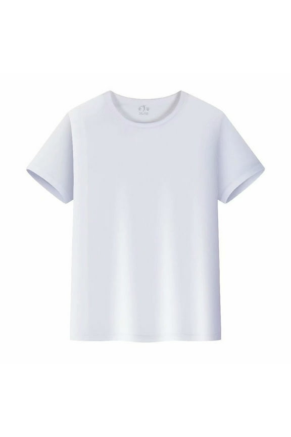 Kids T Shirts Short Sleeve Plain Top Tees Boy & Girl Unisex Toddler Children Basic Solid Color Crew Neck T Shirt Daily Clothes 7Y-8Y