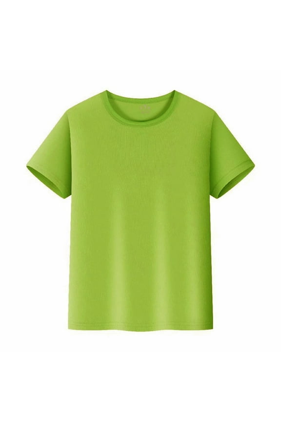 Kids T Shirts Short Sleeve Plain Top Tees Boy & Girl Unisex Toddler Children Basic Solid Color Crew Neck T Shirt Daily Clothes 7Y-8Y