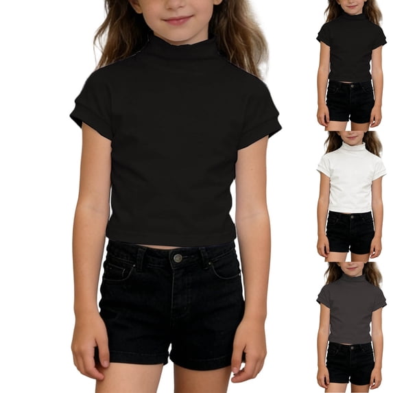 Kids T Shirts Short Sleeve Turtle Neck T shirts Fashion Tops Tees Summer Tees, Size 2-16 Years