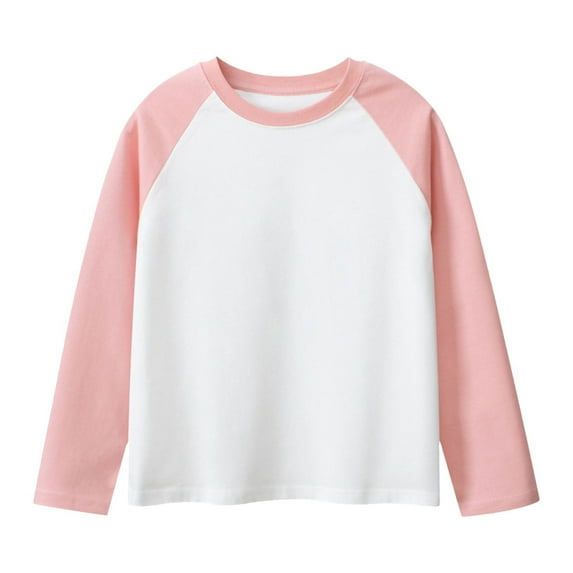 Kids T Shirt Solid color Pink Long Sleeve Shirt Boys Kids Fall Tops Crewneck Basic Tees Cottom Boy Shirt Boys 6-8 Years Clothes Cute Boy Girl Clothing