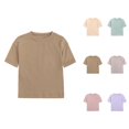 thumbnail image 1 of Kids T Shirts Summer Short Sleeve Cotton Plain Crewneck Basic Tees Boys Girls T Shirts 1-5 Years, 1 of 5