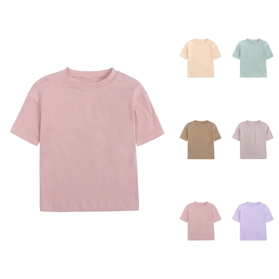 Kids T Shirts Summer Short Sleeve Cotton Plain Crewneck Basic Tees Boys Girls T Shirts 1-5 Years
