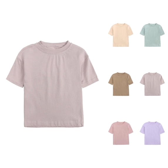 Kids T Shirts Summer Short Sleeve Cotton Plain Crewneck Basic Tees Boys Girls T Shirts 1-5 Years
