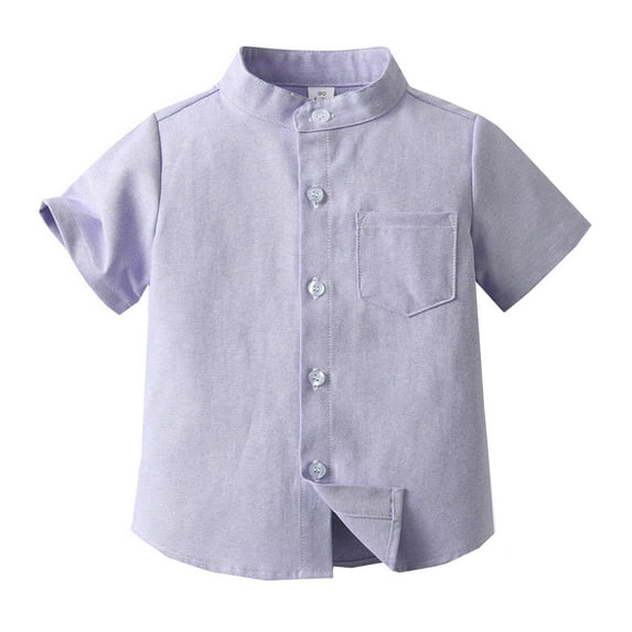 Kids T Shirts for Boys Button Down Short Sleeve Tee for Toddler Solid Color Casual Tunic Blouse Tee for Boys & Girls ,5-6 Years