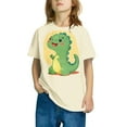 thumbnail image 1 of Kids T-shirts Cute Dinosaur Print Short Sleeve Fall Summer Casual Tops Loose Tees Cotton Clothes for Boys Girls (5 Years, Beige), 1 of 4