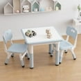 thumbnail image 1 of Kids Table & 2 Chair Set,Square Table and Chairs Set,Height Adjustable Toddler Table with Graffiti Desktop,Children Multi-Activity Table for 2,Kids Furniture for Ages 2-8, 1 of 9