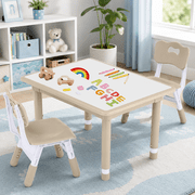 Kids Table and 2 Chairs Set, Height Adjustable 17.7"-26.1" Toddler Table and Chair Set, Multi-Activity Table with Graffiti Desktop, Children s Table and Chairs for Classroom, Home & Daycare