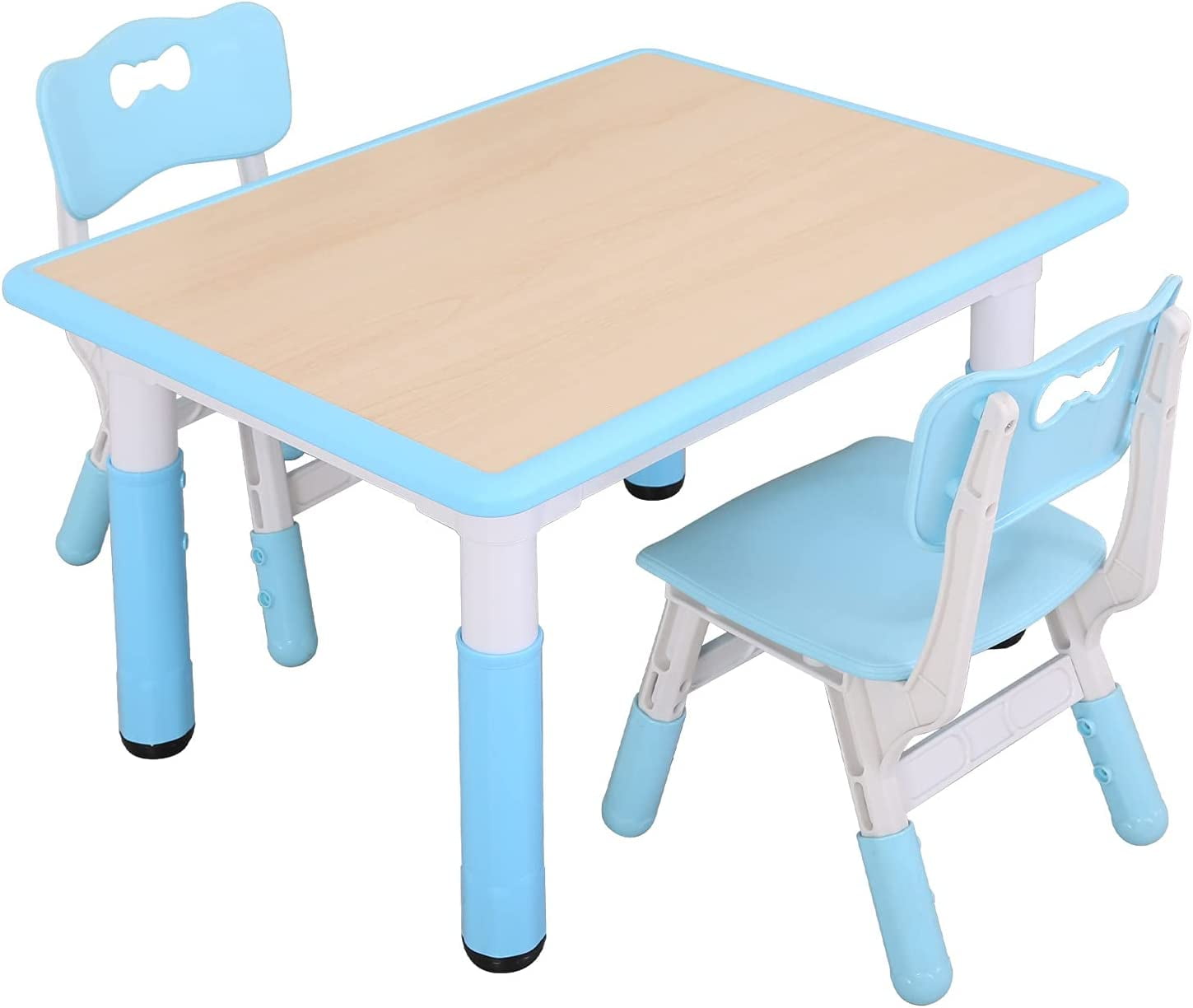 Children's Arts And Crafts Table Kids Table And 4 Chairs Set - Height Adjustable Toddler Furniture For Ages 3-8 Kids Desk And Chair Adjustable