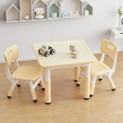 Kids Table and 2 Chairs Set, Height Adjustable Toddler Table and Chair Set, Graffiti Desktop, Children Multi-Activity Table for 2, Kids Study Table for Home Daycare Preschool for Ages 2-8