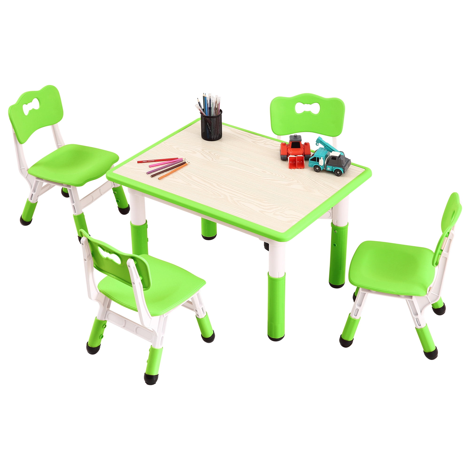 Kids Table and 4 Chair Set,Height Adjustable Toddler Arts & Crafts ...