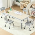 thumbnail image 1 of Kids Table and 4 Chairs Set, Height Adjustable Toddler Table and Chairs Set with Rubber Foot Covers, Graffiti Desktop Children Activity Table for Ages 2-10, Daycare, Classroom, 1 of 7