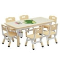thumbnail image 1 of Kids Table and 6 Chair Set with Storage Box, Height Adjustable Toddler Table and Chairs Set for Ages 2-10, Graffiti Desktop, Non-Slip Legs, Children Activity Table for Daycare Classroom Home, 1 of 7