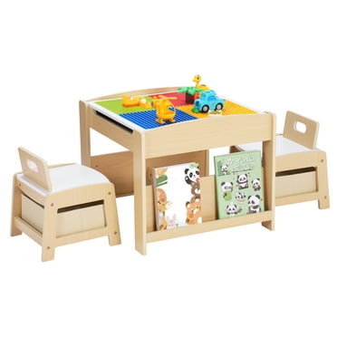 4-in-1 Kids Activity Table Set, Building Block Table with 4-in-1 Kids Activity Table Set, Building Block Table with