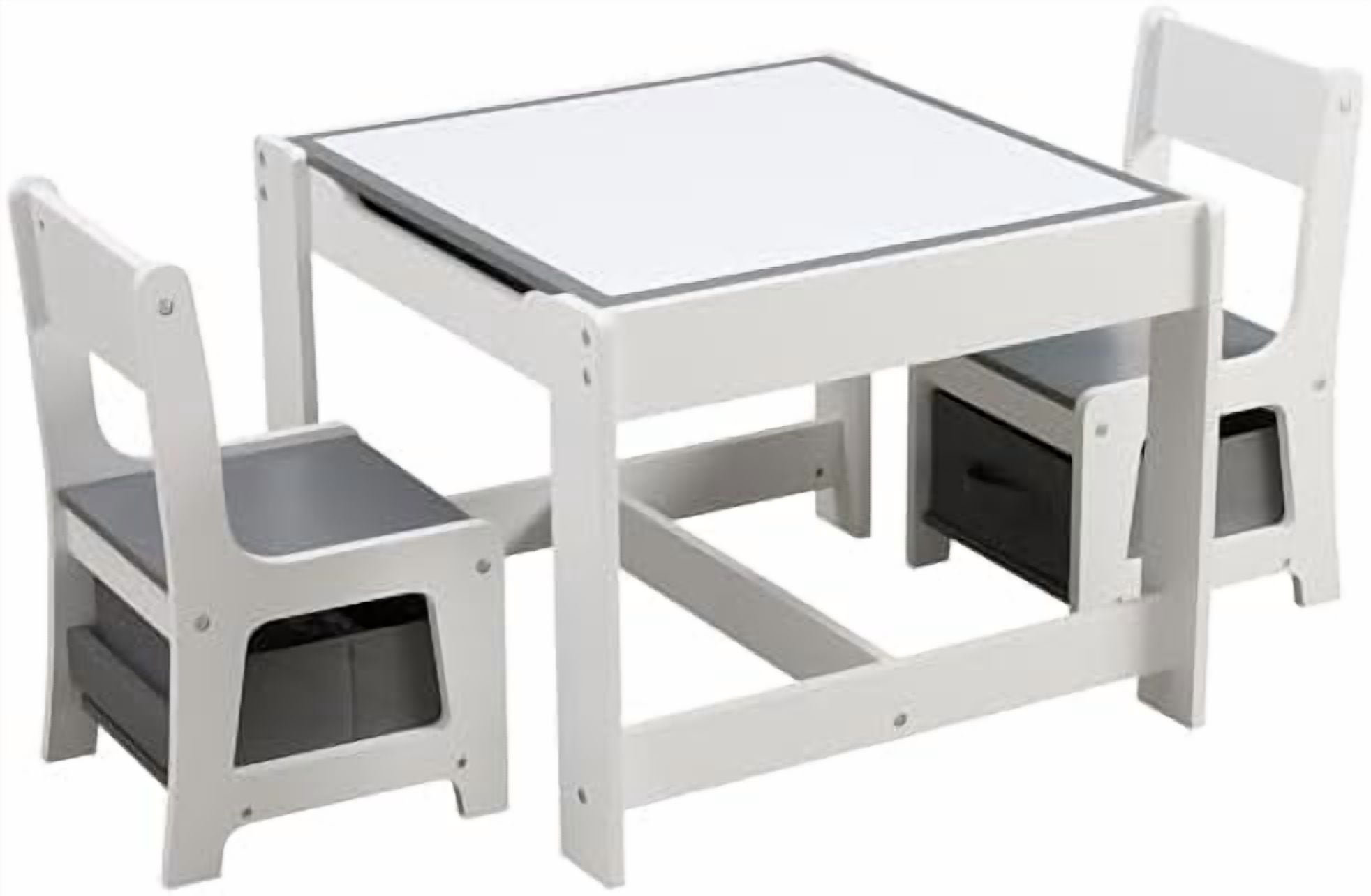 Kids Table and Chair Set, 3 in 1 Children Activity Table with Storage ...