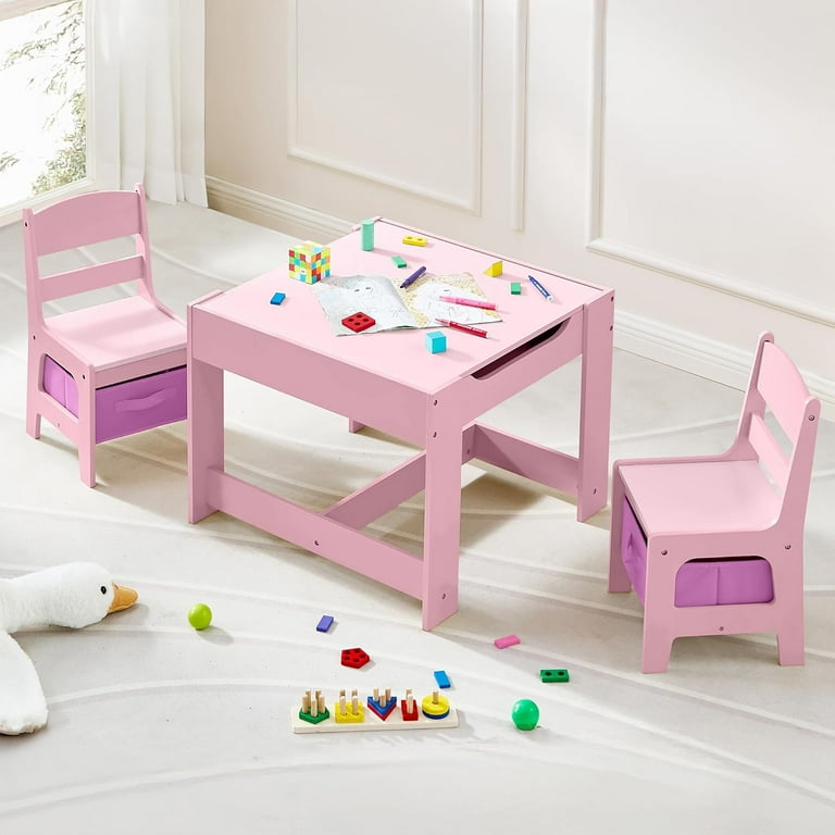 Kids Table and Chair Set, in Wooden Activity Table with