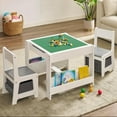 thumbnail image 1 of Kids Table and Chair Set, 4 in 1 Wooden Activity Table with Bookshelves and Storage Drawer, 2 in 1 Detachable Tabletop Construction Play Table Set for Toddlers Drawing, Reading, 1 of 6