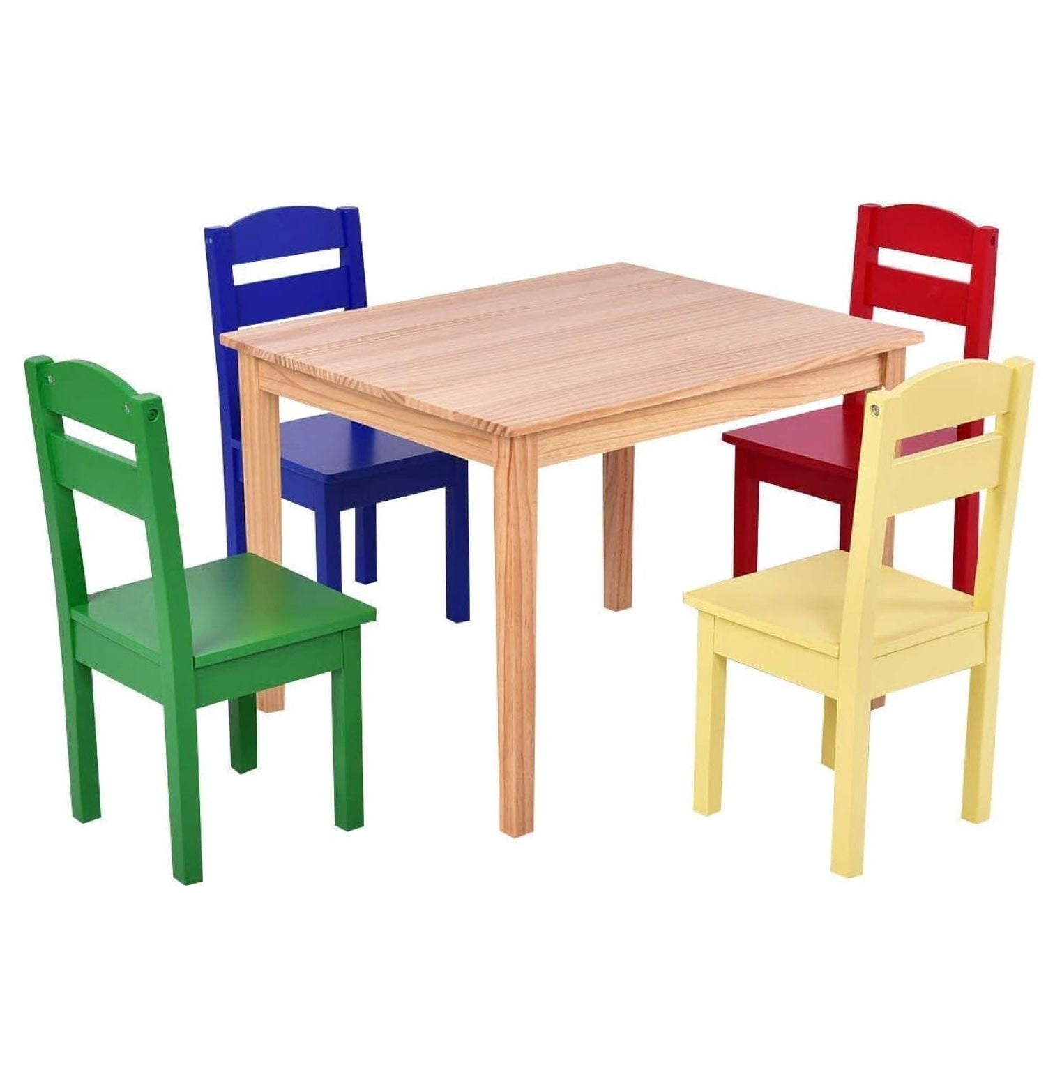 Multicolor Pine Wood Kids Activity Table and Chair Set