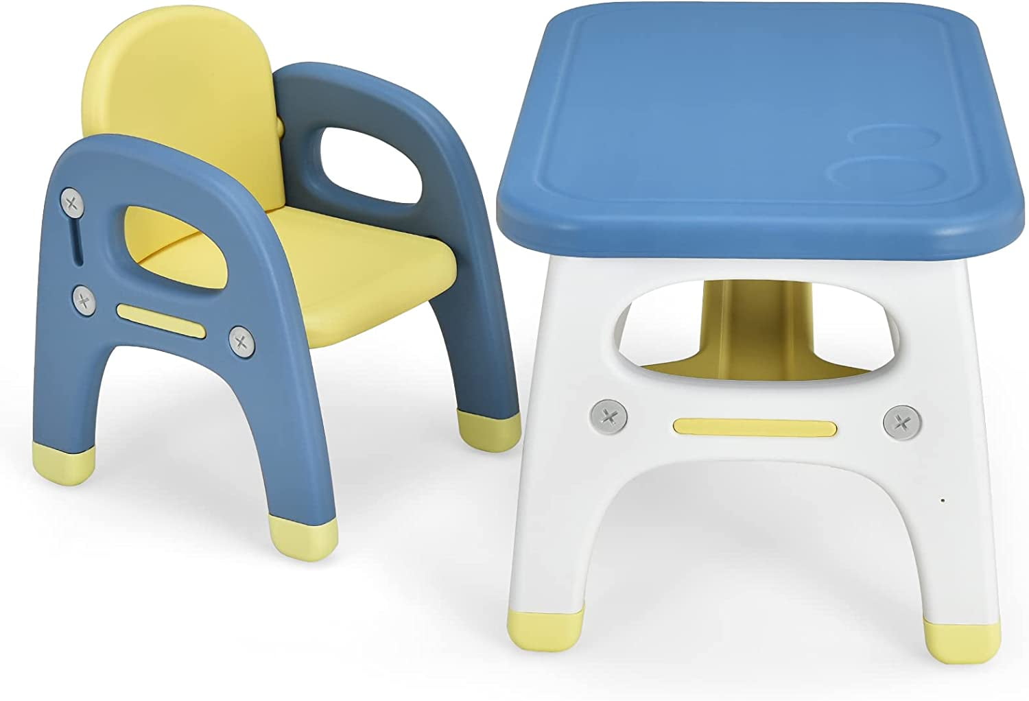 Kids Table and Chair Set, Dinosaur Shape Children Activity Table and 1 Chair for Art Craft, Building Blocks, 2-Piece Toddler Furniture Set for Daycare Playroom, Gift for Boys Girls