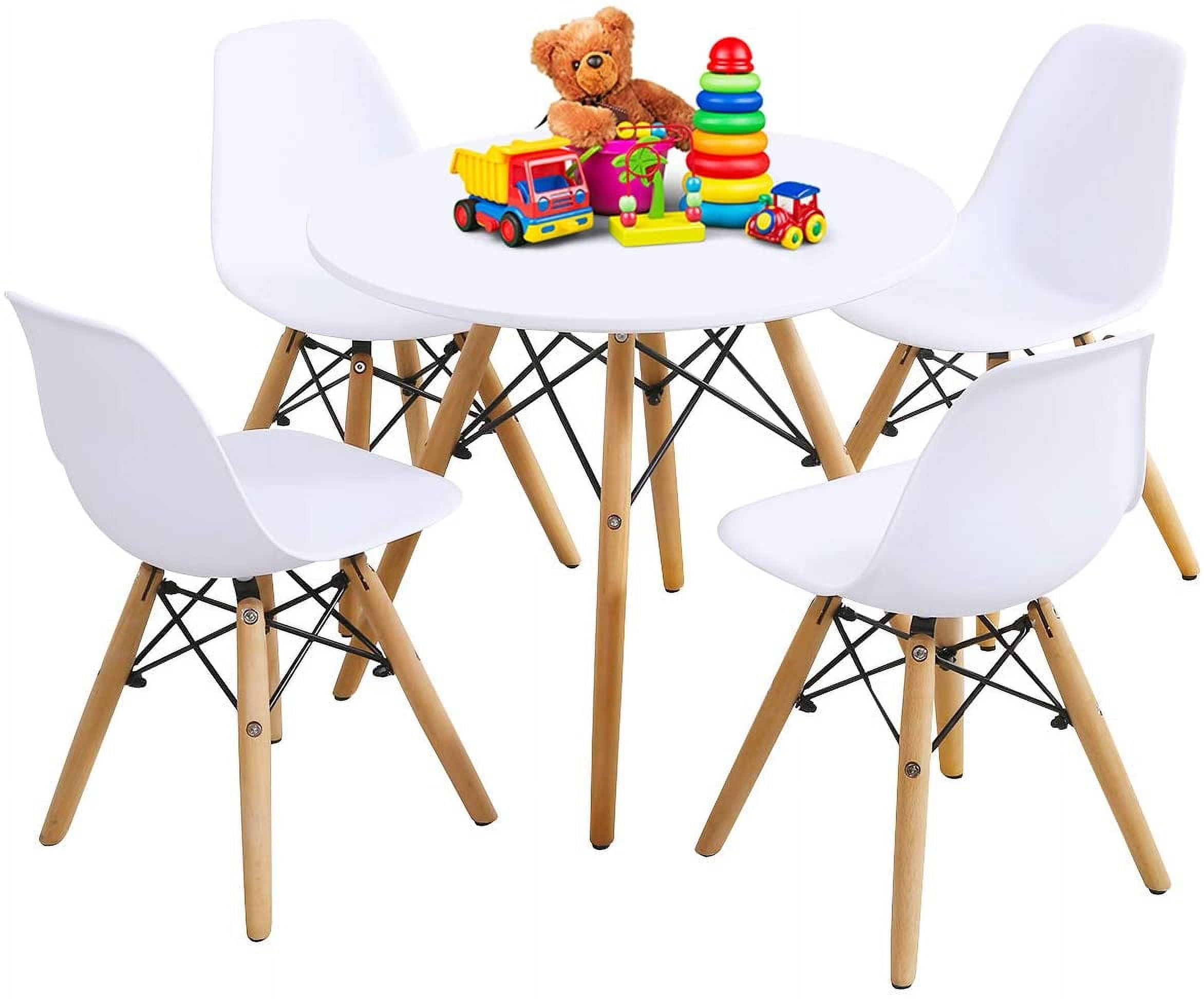 Kids Table and Chair Set, Kids Mid-Century Modern Style Table Set for ...