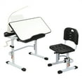thumbnail image 1 of Kids Table and Chair Set, Newest Student School Desk with Bookstand, Tilted 0-40° Table Top and Drawer Storage, Eye Protection and Touch Led Lamp, Multifunctional Students Desk Chair, JA3694, 1 of 10
