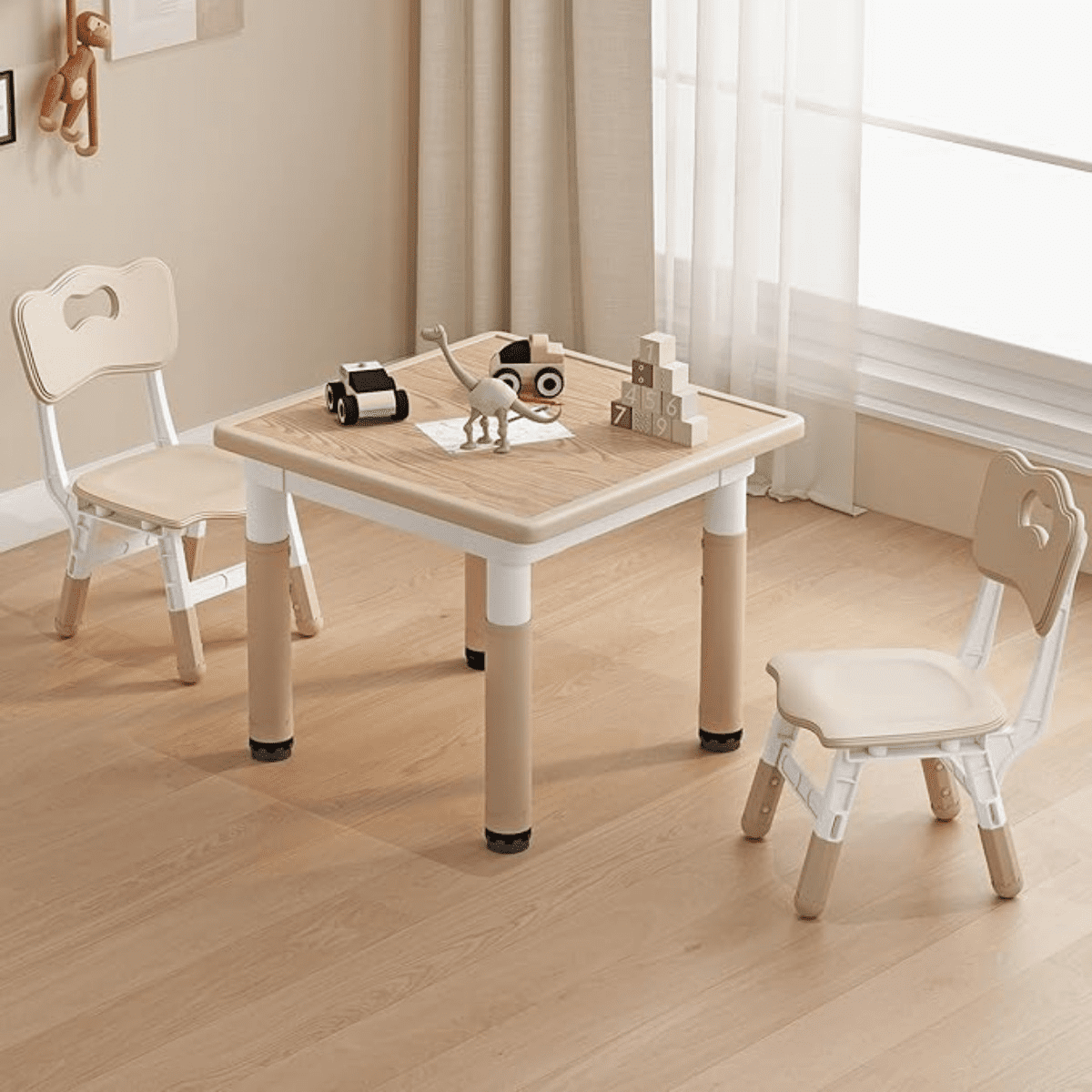 Kids Table and Chairs, Height Adjustable Childrens Table and Chair Set ...